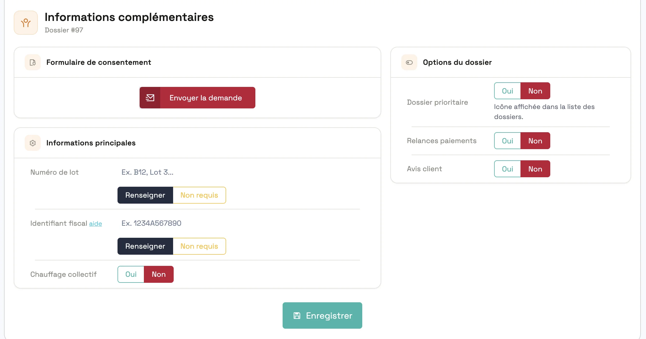 Informations complémentaires du dossier