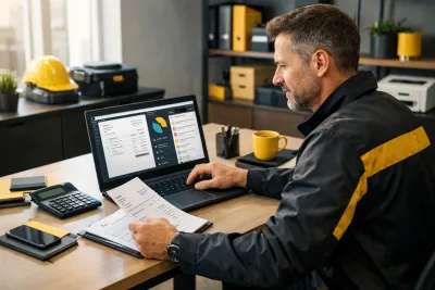 Diagnostiqueur immobilier analysant factures et rapports sur un logiciel SaaS, pour éviter les erreurs factures rapports et sécuriser la gestion administrative.